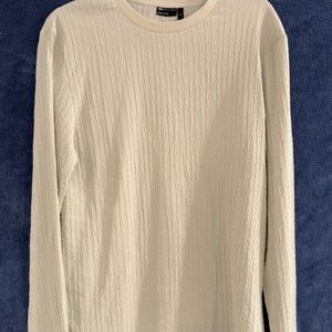 ASOS Men's Textured Cream Crewneck Sweater